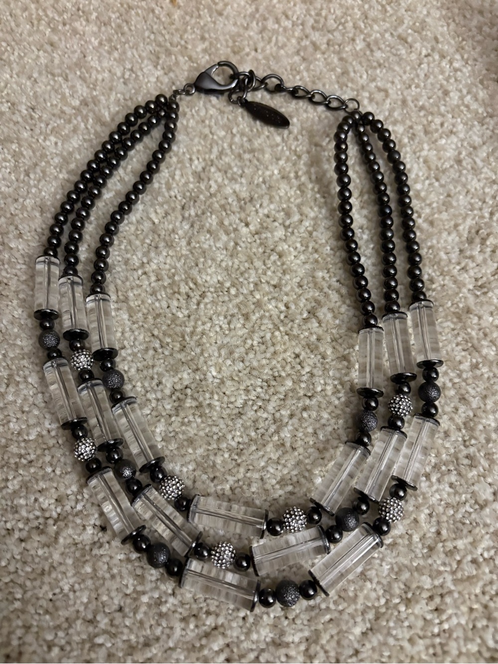 Chico’s Multi-Strand Clear & Black Beaded Necklace - Women Jewelry